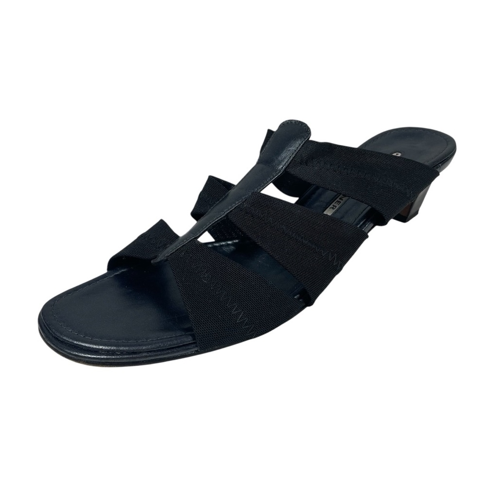 Donald J Pliner Darja Mesh & Leather T-Strap Sandals Slide Womens 9.5 Black